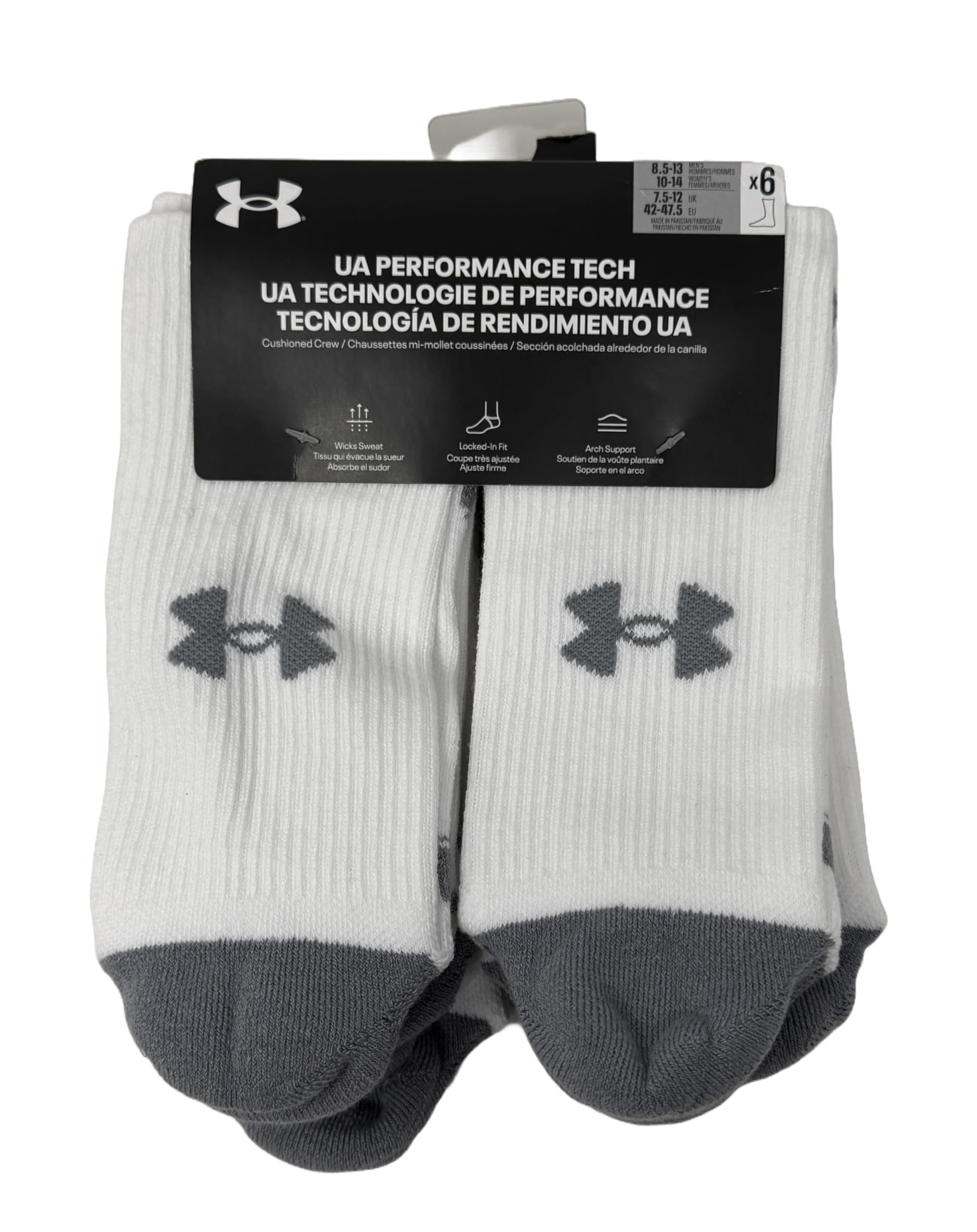 Under Armour Męskie skarpety UA Performance Tech Cushioned Crew - 6 szt