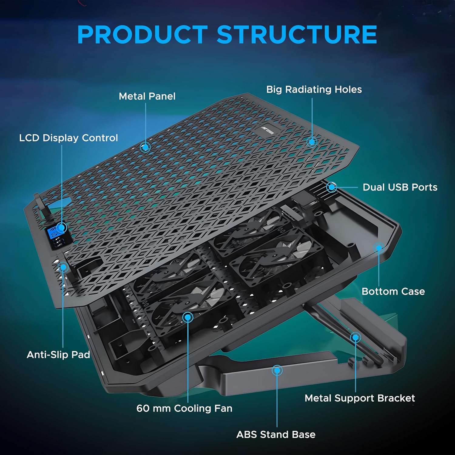 Ant Esports NC210 Gaming Notebook Cooler with 6 Cooling Fans for 10" - 15.6" Laptops, RGB Lights, 2 USB Ports 18 81IC7YJMIkL. SL1500