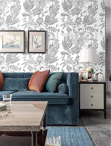 Vista 43 de Blooming Wall Lotus Lily Damasks - Papel tapiz para despegar y pegar (17.7 x 394 pulgadas, dorado metálico)