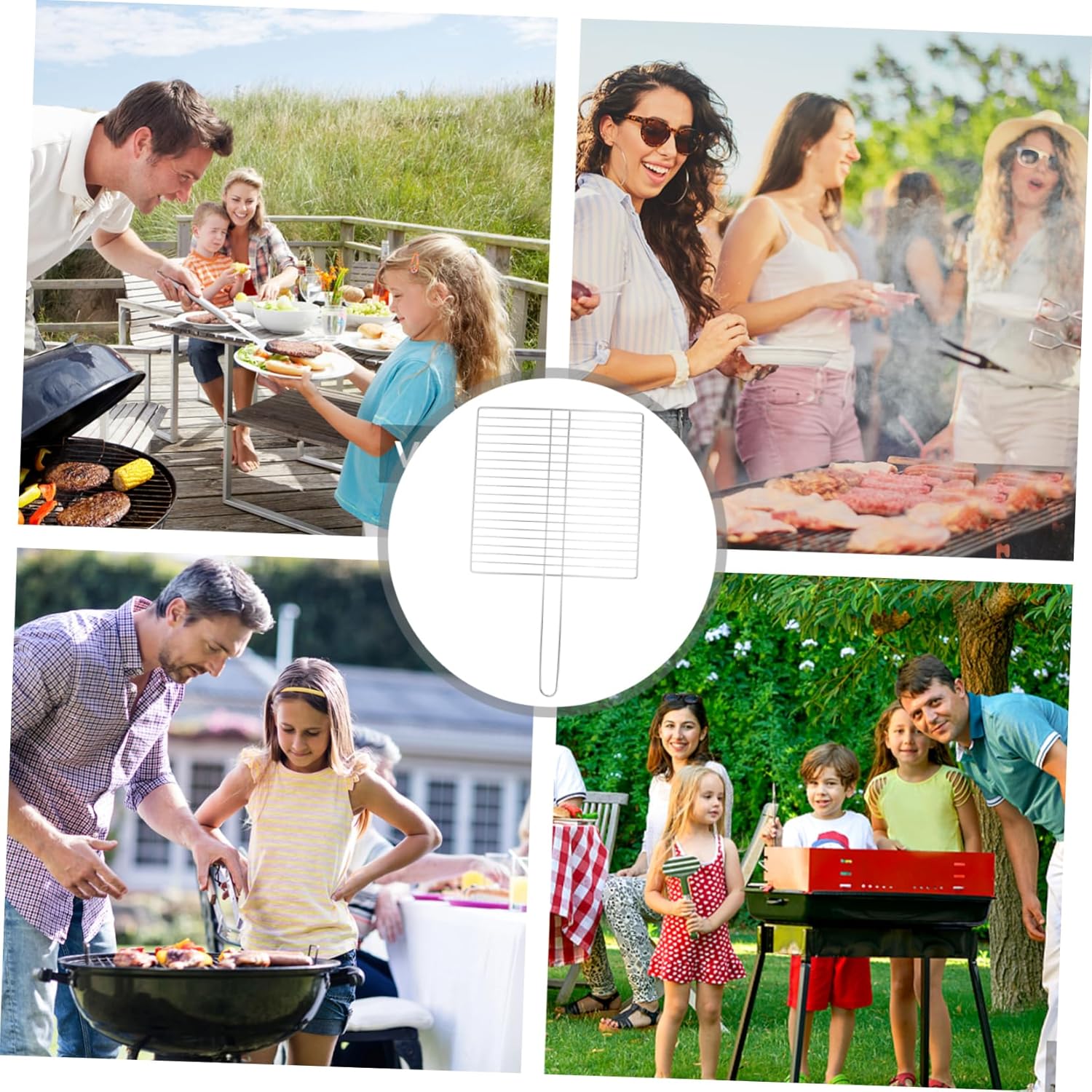 Alipis Heavy Duty Mesh Fish Grill Rack with Handle Net for Outdoor Grilling for Vegetables and Meat Easy to Clean and for Camping Cooking