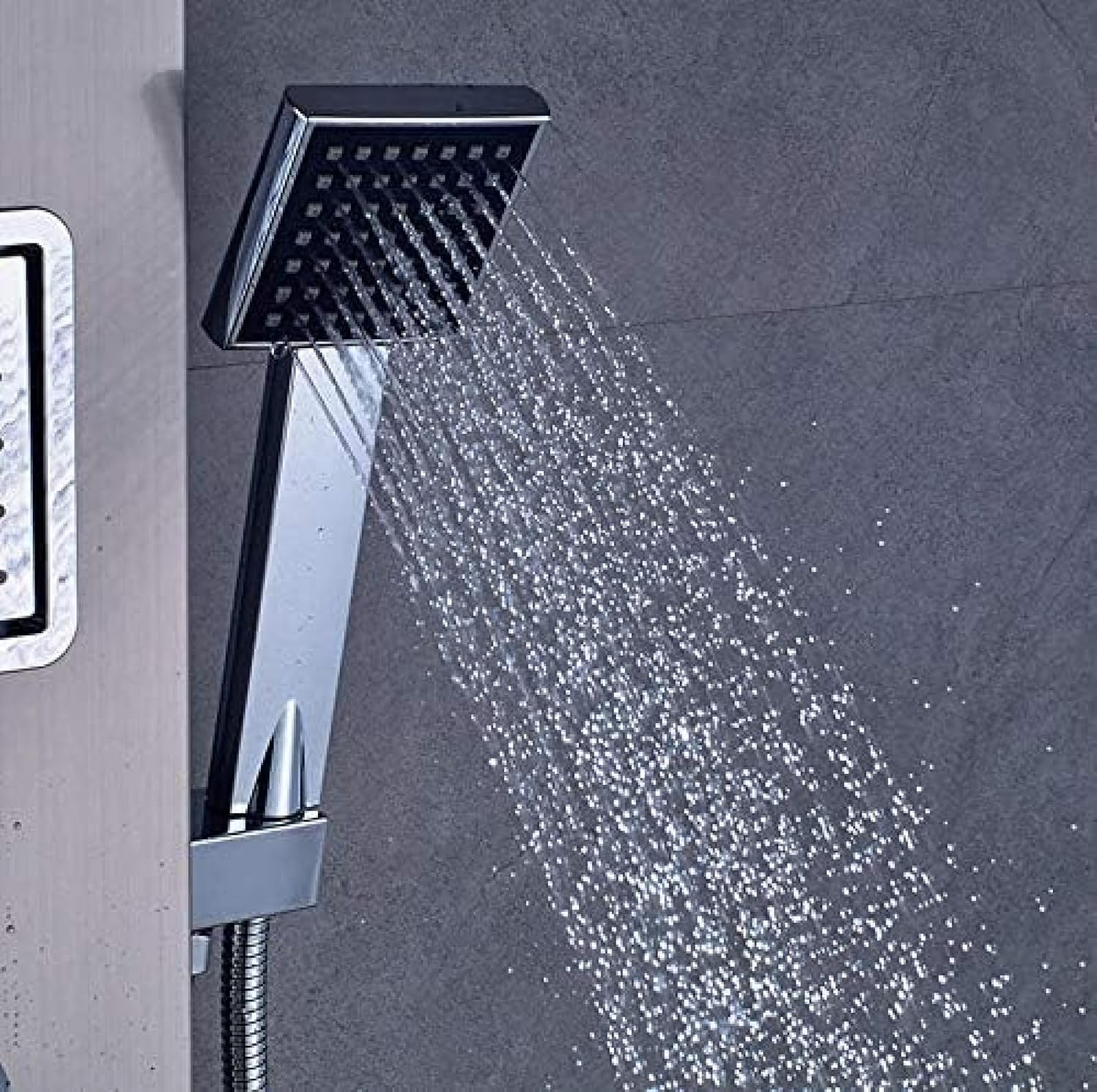 Stainless Steel Shower Panel Thermostatic Shower Suit, Rainfall Shower Head Massage Suit with Body Jets