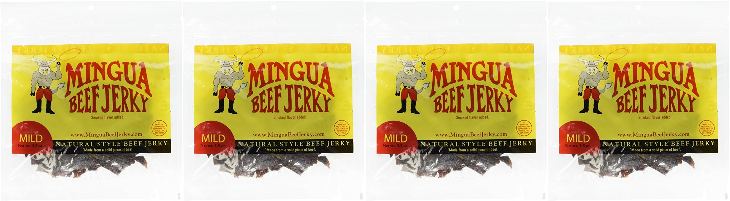 Mingua Mild Beef Jerky 4 Pack (4-3.5oz Packages * 14oz total)