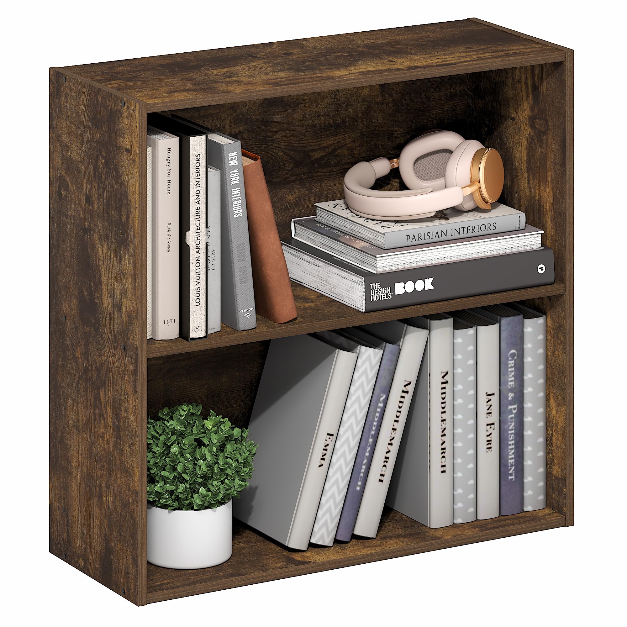 Furinno PASIR - Libreria a 2 ripiani, con ripiani aperti, in pino ambrato