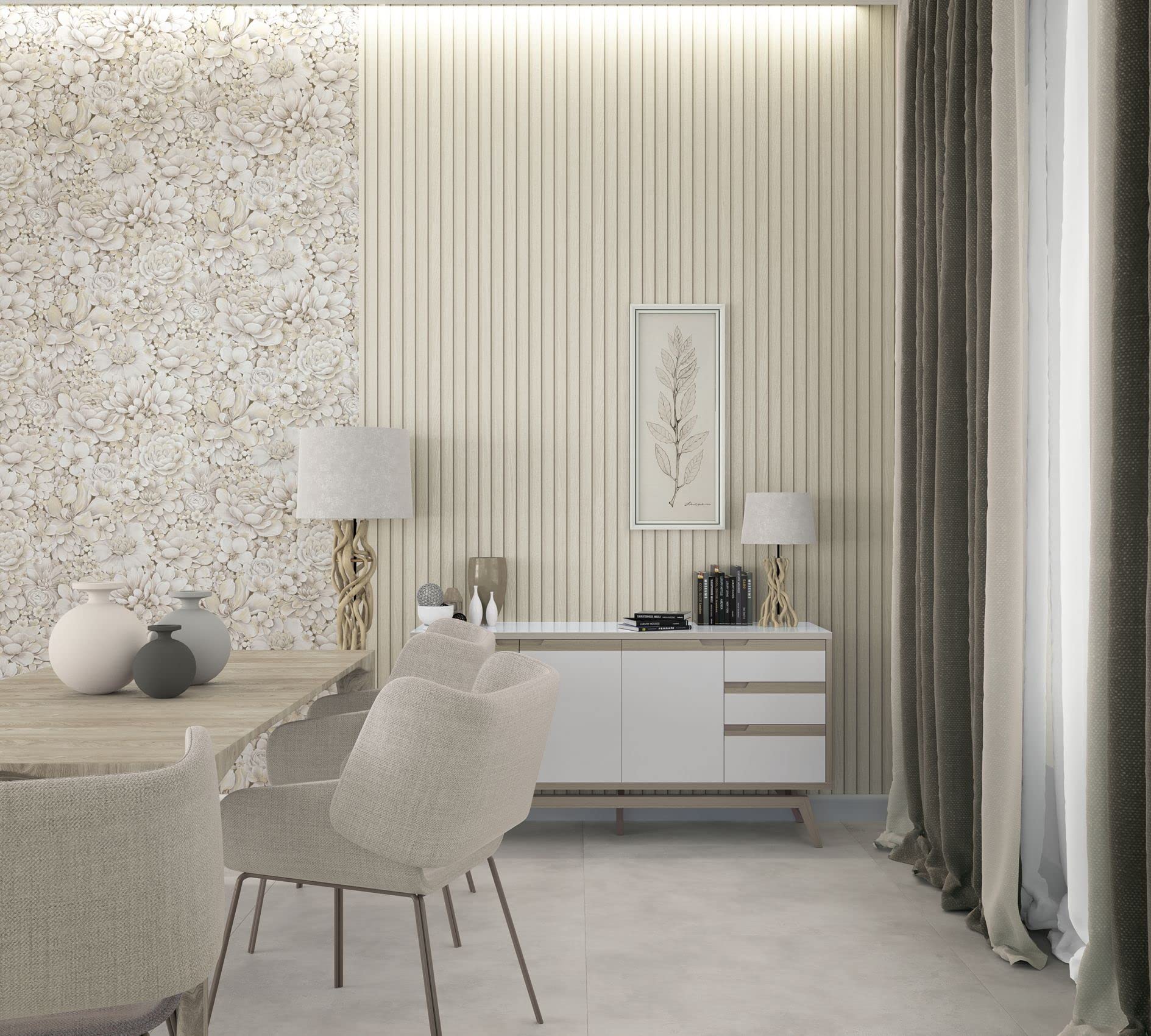 marburg Papel pintado efecto 3D efecto madera beige paneles acústicos papel pintado no tejido salón dormitorio 10,05 x 0,53 m fabricado en Alemania