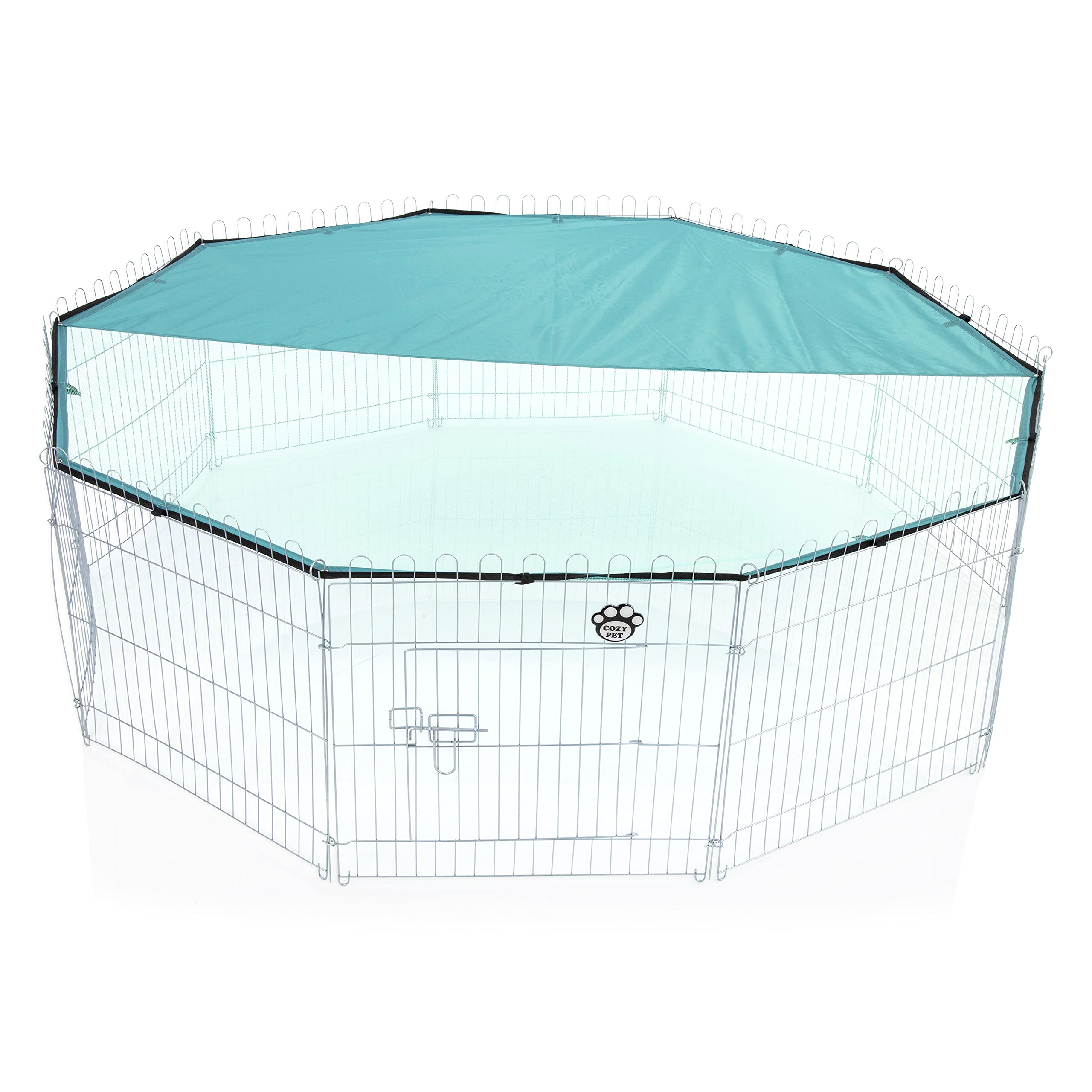 Cozy Pet Rabbit Run Playpen Galvanised Steel 10 Panels 76.5 x 76.5 inch's with Sun Shade Guinea Pig Pen, Dog Puppy Cage Ferret Play Pen RR12