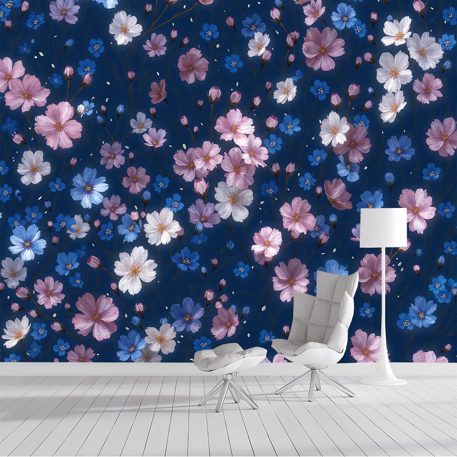 Papier peint fleurs de cerisier pour agrandir un salon ou bureau