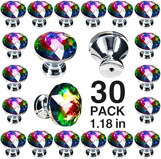 POZEAN Crystal Cabinet Knobs 30Pack, 1.18inch Dresser Knobs for Cabinet,...