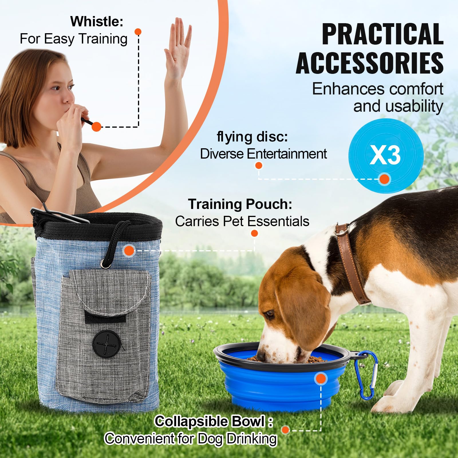 VEVOR Attrezzatura per Addestramento Agilità per Cani, Set 7 Pezzi, Percorso a Ostacoli per Cuccioli, Ostacoli Altezza Regolabile, 6 Pali, 2 Tunnel, Anello Salto, Scatola di Pausa, 3 Frisbee