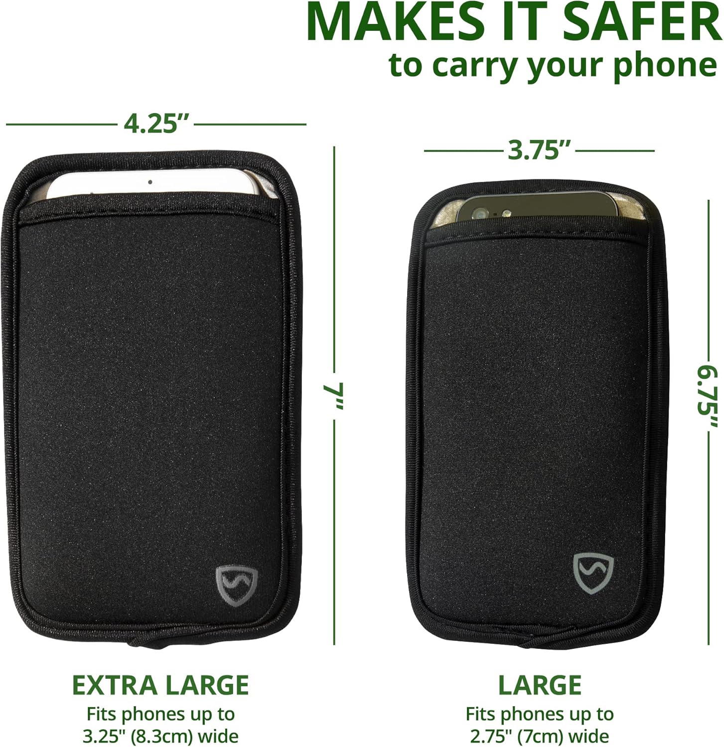 SYB Shield Your Body Anti Radiation Cell Phone Pouch, Cell Phone Sleeves for Blocking EMF, Radiation Blocker for Cell Phone, Black, for Phones Up to 2.75-inches Wide (3.75 x 6.75 in. Pouch Size)