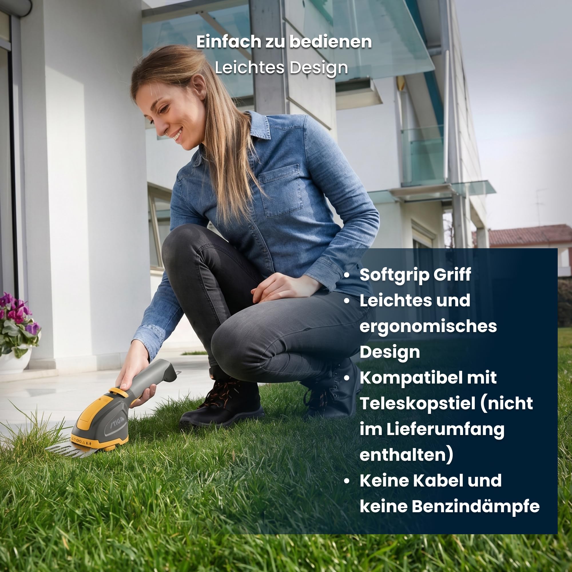 Stiga SGM 72 AE Akku Grasschere, Strauchschere inkl. Akku, mit Zubehör 7.2V