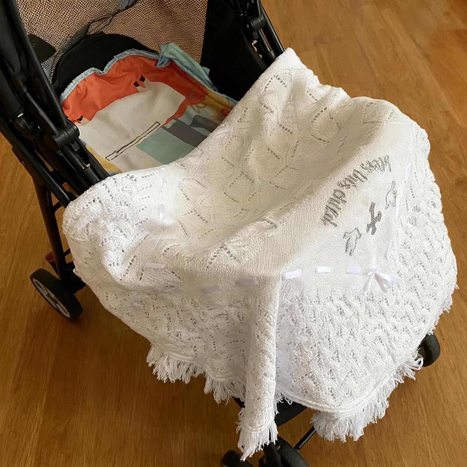 Baptism Gifts for Boys Girls Easter Baby Shower White Crochet Christian Baby Blanket Soft Minky Dot Christening Towel