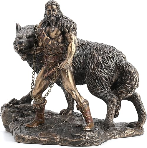 Miniatura 5 de Veronese Design Dios nórdico del combate y la victoria Tyr The Binding Fenrir Wolf - Estatua con acabado de bronce  9 pulgadas de alto impresionante