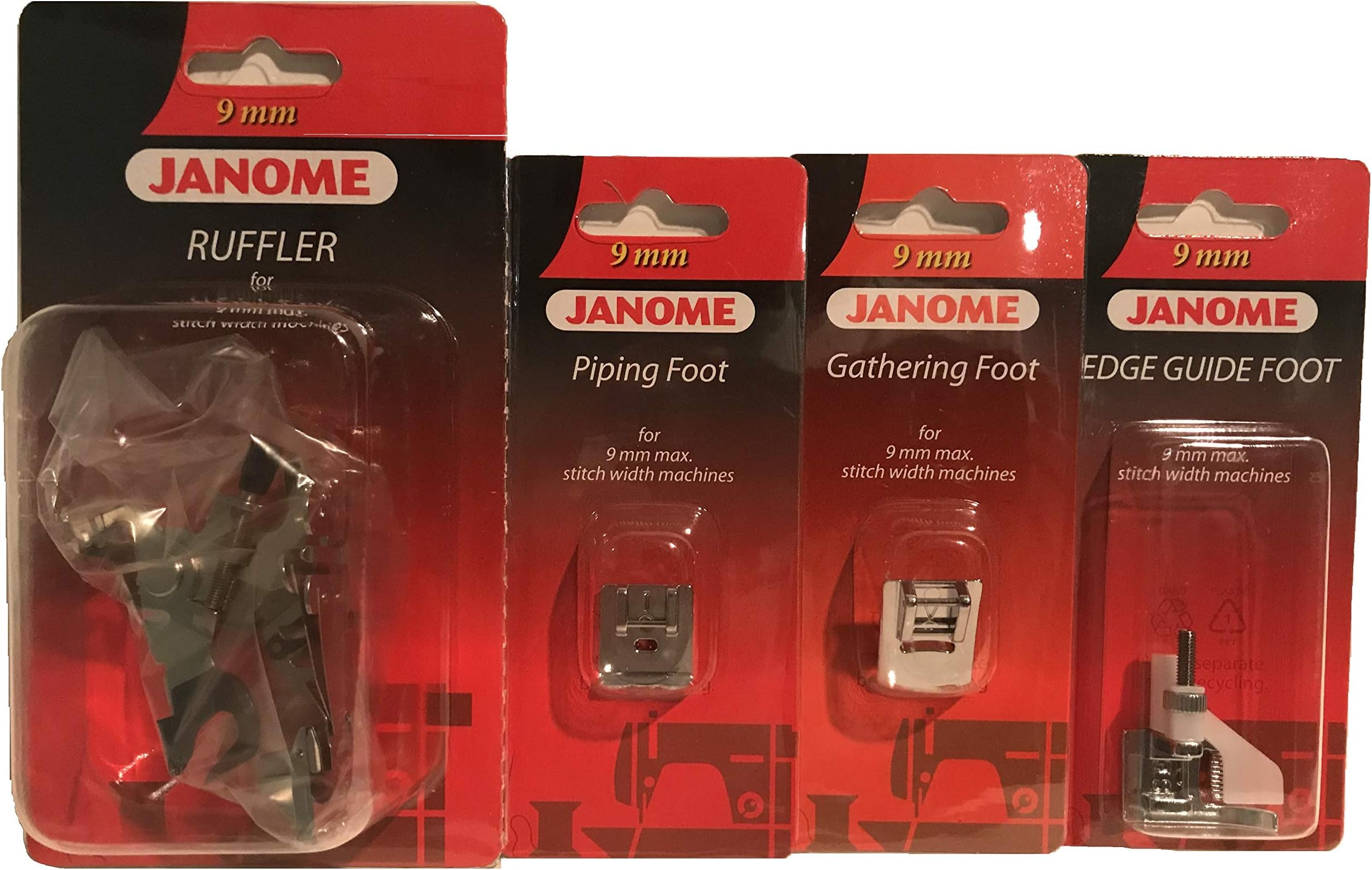 Janome Sewing Machine Foot Kit - Home Decor Accessory Bundle for 9mm Sewing Machines