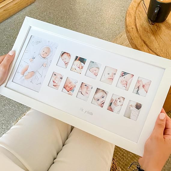 FUFİZU İlk Yılım Fotoğraf Anı Çerçevesi - Dekoratif Bebek Odası 12 Aylık Resim Hatıra Çerçevesi