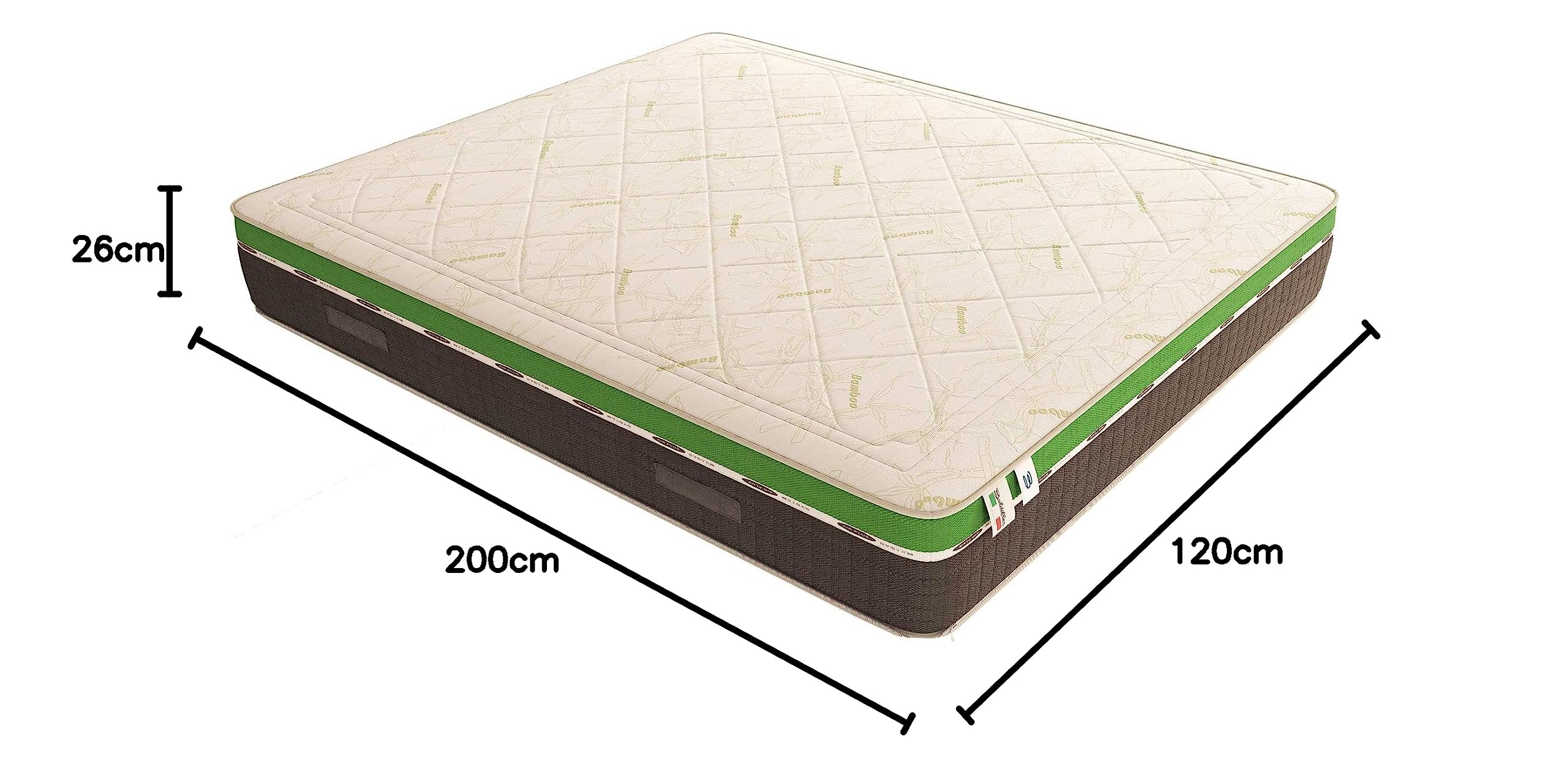 Baldiflex Emporio Materasso Piazza e Mezza Molle Insacchettate e Memory, Energy 1600 Molle + 5 cm Memory, 9 Zone Differenziate, Altezza 26 cm 120x200 cm