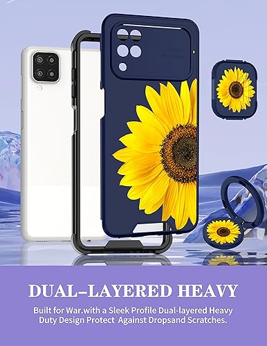 Miniatura 5 de Goocrux Funda 2 en 1 para Samsung Galaxy S21 Ultra con diseño floral de girasol para mujeres y niñas, diseño femenino de flores con cubierta