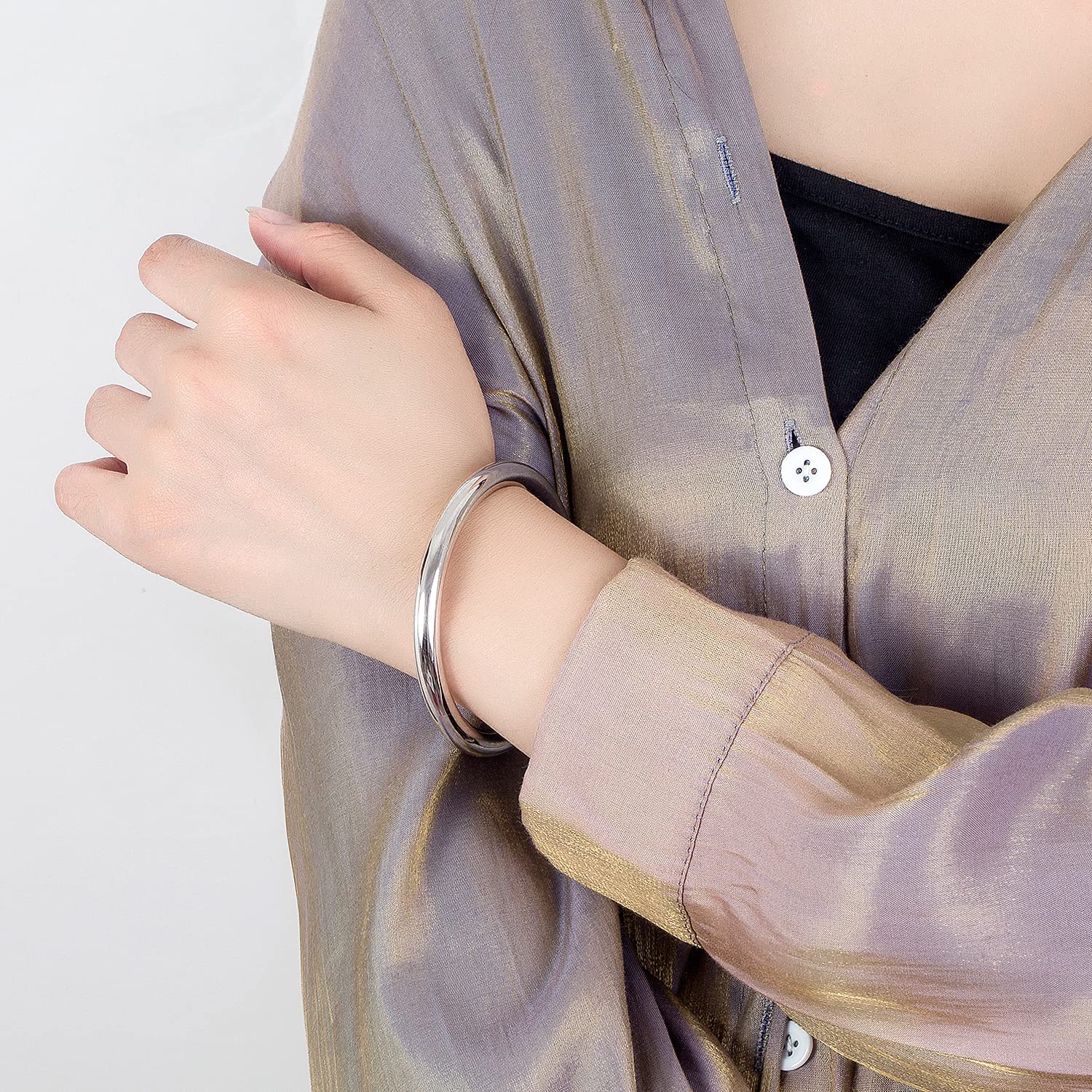 Minimalismo donna uomo 925 argento sterling bracciale larghezza 7-8MM diametro 60-65-68MM solido liscio su bracciale moda bei gioielli regali