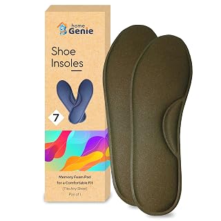 Home Genie Memory Foam Shoes Insole | shoe Insoles for All Shoes | Shoe Insole for heel pain | Super Soft Absorption Pads Comfortable, Soft, Durable, Washable (Size - 7, Pack of 1, Brown)