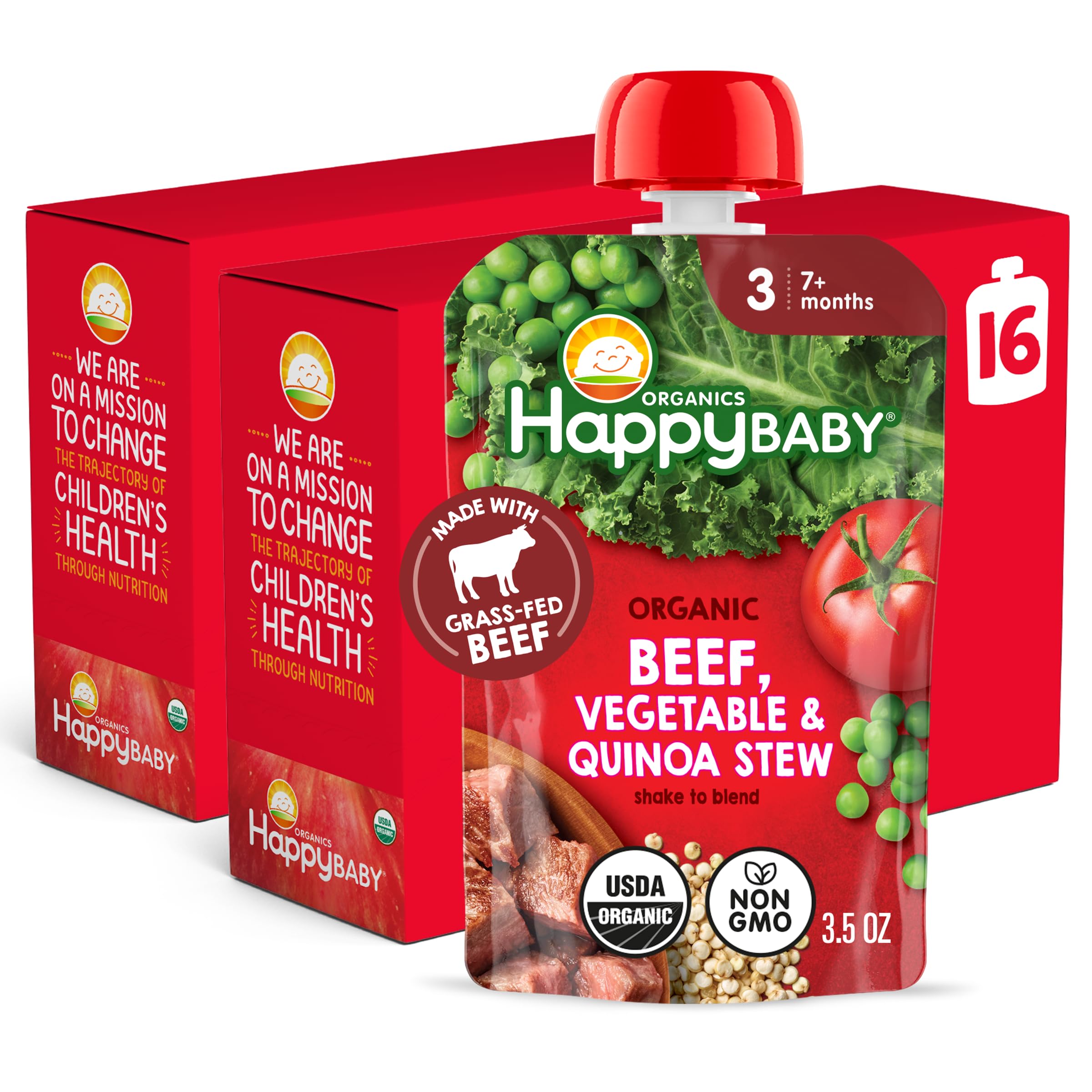 Organics Savory Blends Stage 3 Baby Food Puree, Grass Fed Beef, Market Vegetables & Quinoa Stew, 3.5 Ounce (Pack of 16)