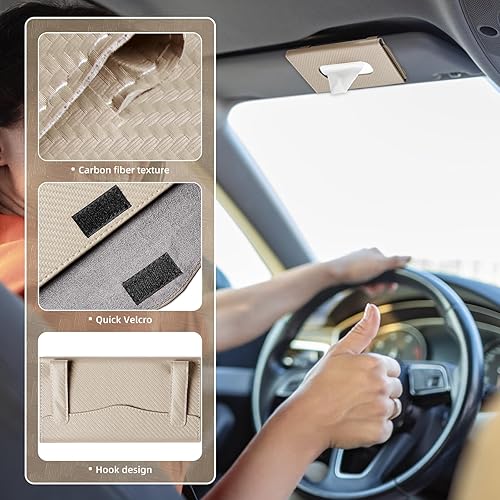 Miniatura 5 de Uisky AA 2 soportes para pañuelos de automóvil, servilleteros para visera solar de automóvil, textura de fibra de carbono de poliuretano, soporte de