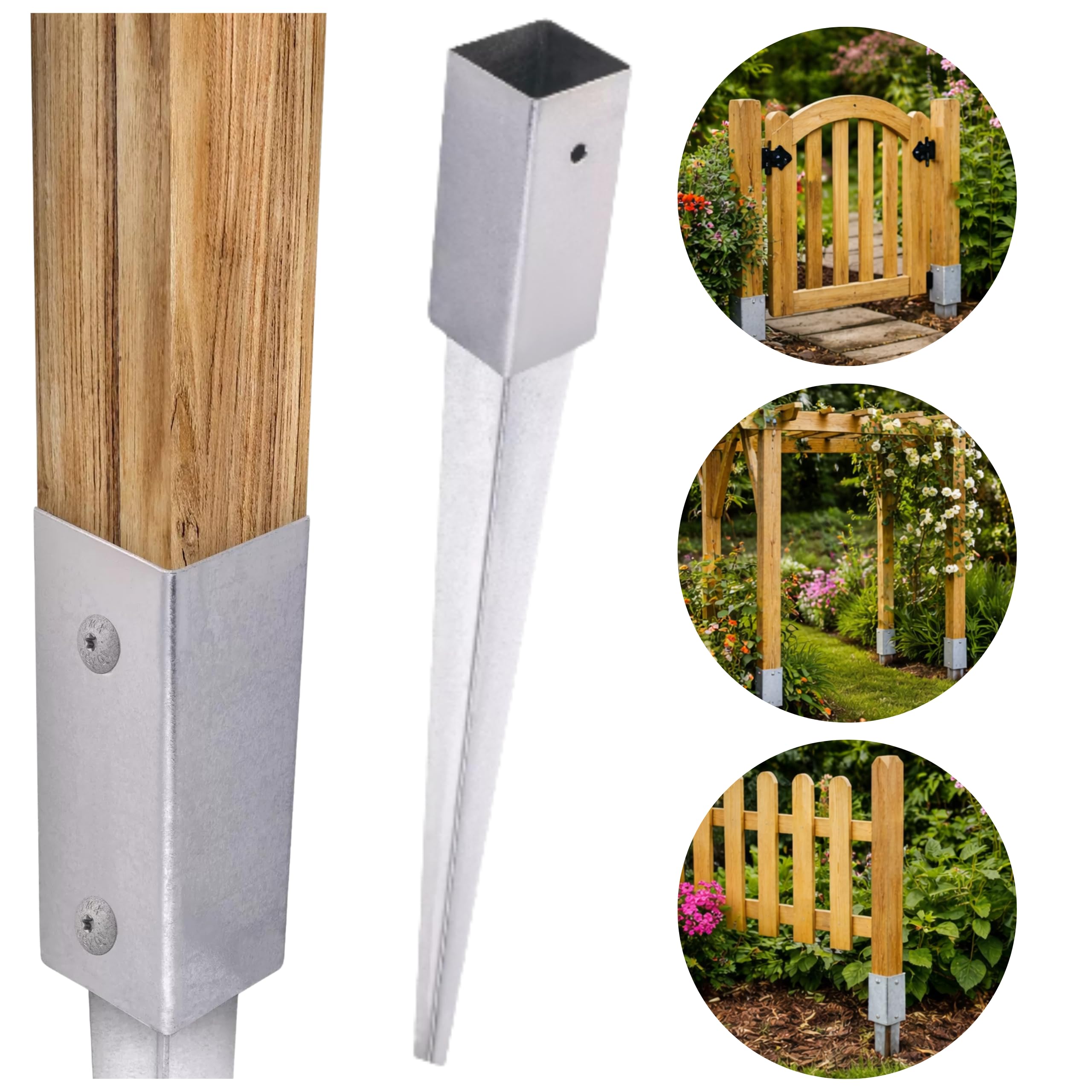 Supporti per pali 100 x 100 cm, set da 4 pezzi, ancoraggi per pali in legno