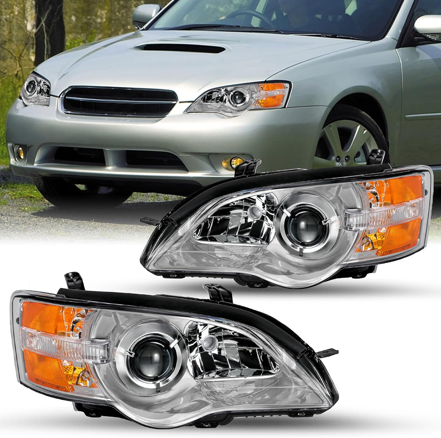 JSBOYAT Halogen Headlight Assembly Pair for 2005–2007 Subaru Legacy/Outback