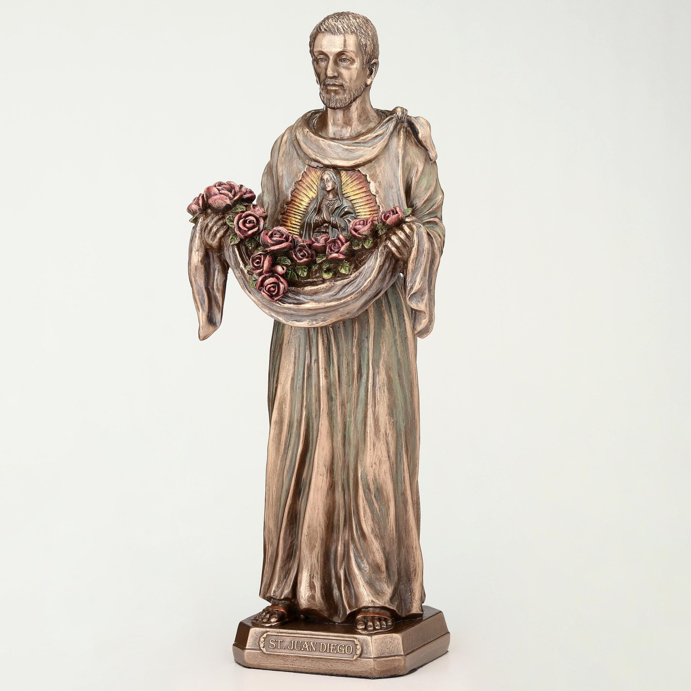Veronese Design Escultura de San Juan Diego Cuauhtlatoatzin de resina fundida en frío con acabado de bronce de 8 1/8 pulgadas