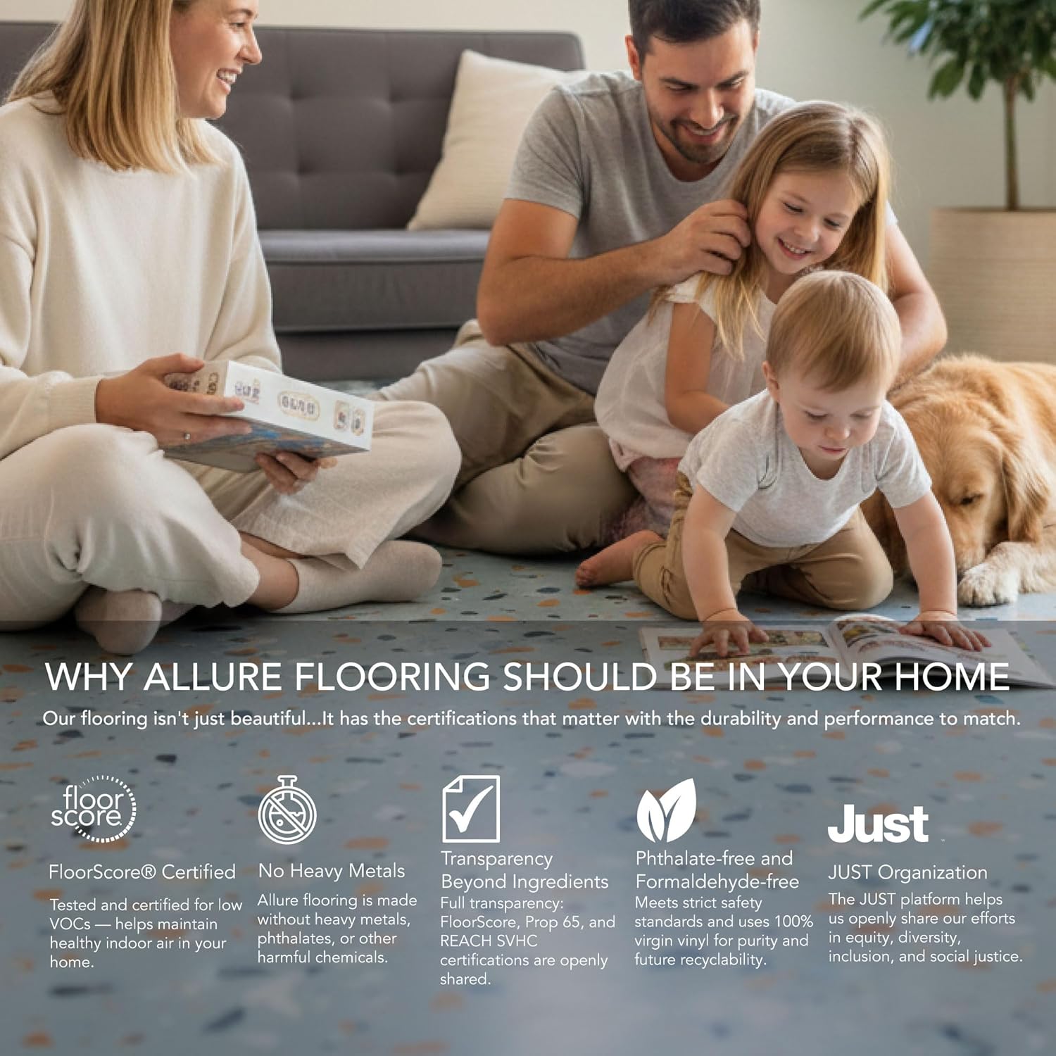 Allure Ultima Blue Agave Terrazzo Luxury Vinyl Tile Flooring, 22mil Wear Layer, Click and Lock Installation, Waterproof, 12" x 24" x 6.5mm, 12 Tiles per Case, 23.56 sqft