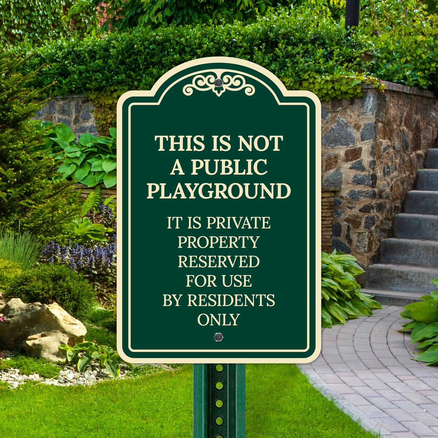 This is Not a Public Playground It is Private Property Reserved Décor Sign, Green Dark, 12x18 Inches, ACM, Fade Resistant, Made in USA