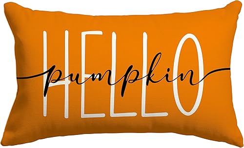LOMCHEN Fundas de almohada decorativas de otoño de 12 x 20 pulgadas, funda de almohada de calabaza de otoño para decoración de otoño, almohadas