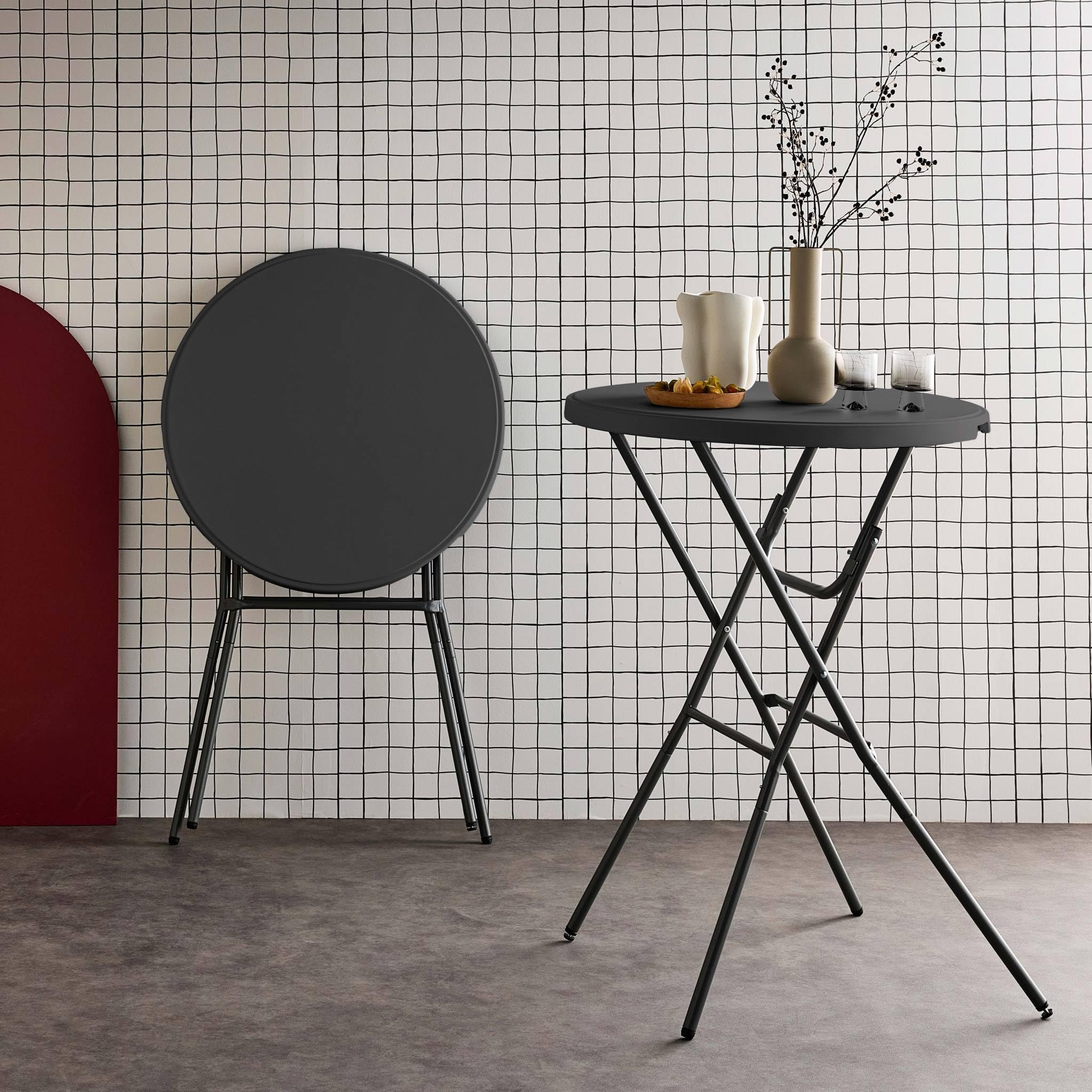 sweeek-Mesa Alta Plegable, Set de 2 Gris Oscuro - 81x81x110 cm