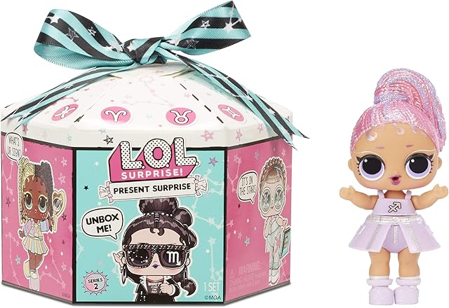 L.O.L. Surprise! Present Surprise. Star Sign Themed Glitter Doll with 8 Surprises. Fun Colour Change Effect and Fashion Accessories. Present Surprise Series 2. Collectible Dolls for Girls Ages 3 plus