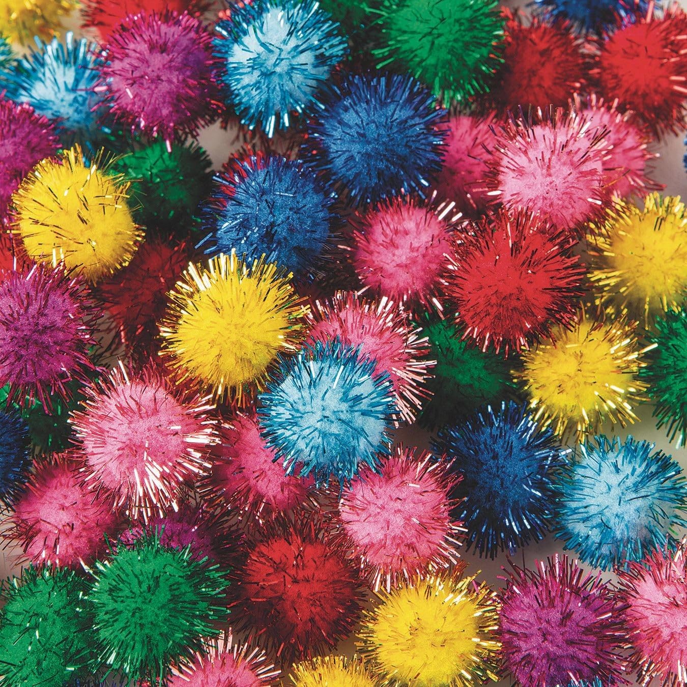 S&S Worldwide Color Splash Glitter Pom Pom Assortment, 1/2" Diameter, Pack of 80
