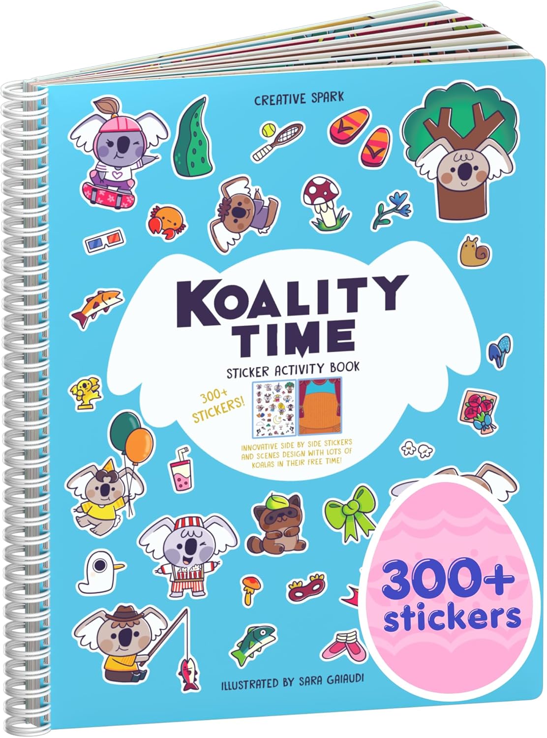 Koality Time 300+ Kids Sticker Book by Cupkin Toddler Airplane Travel Coloring and Sticker Book, 8 Coloring Pages 8 Side by Side Scenes for Children's of 2-8 Years, Valentines Gifts for Kids