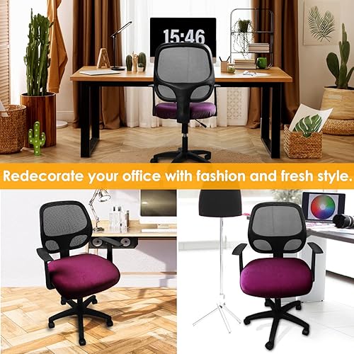 Miniatura 7 de Yikko Fundas para sillas de terciopelo de elastano elástico de 14.96 a 20.47 pulgadas, protector para sillas giratorias de oficina, decoración del