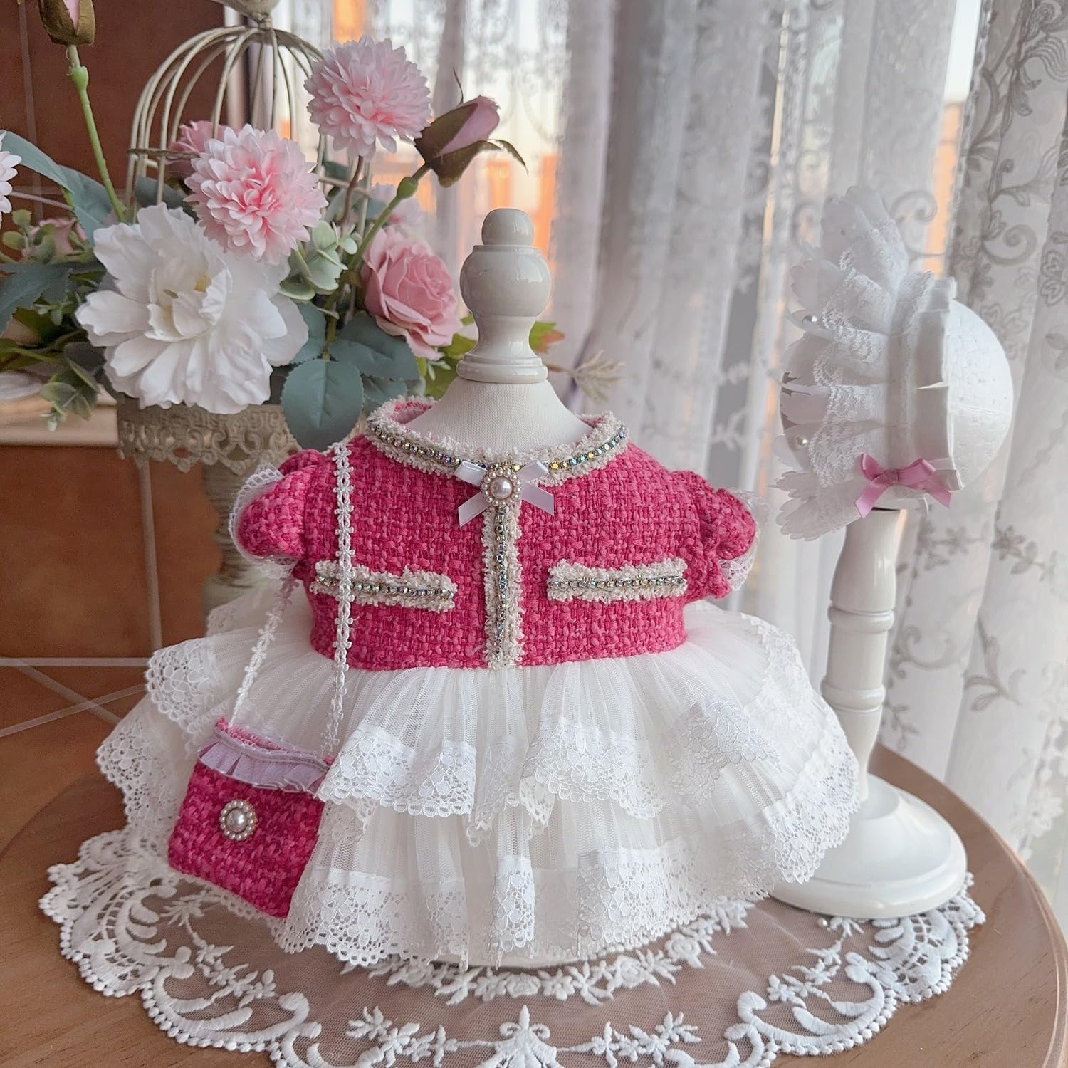 ♡リーナ ベル♡ ハンドメイド 花柄フリフリレース♡ドレス風 