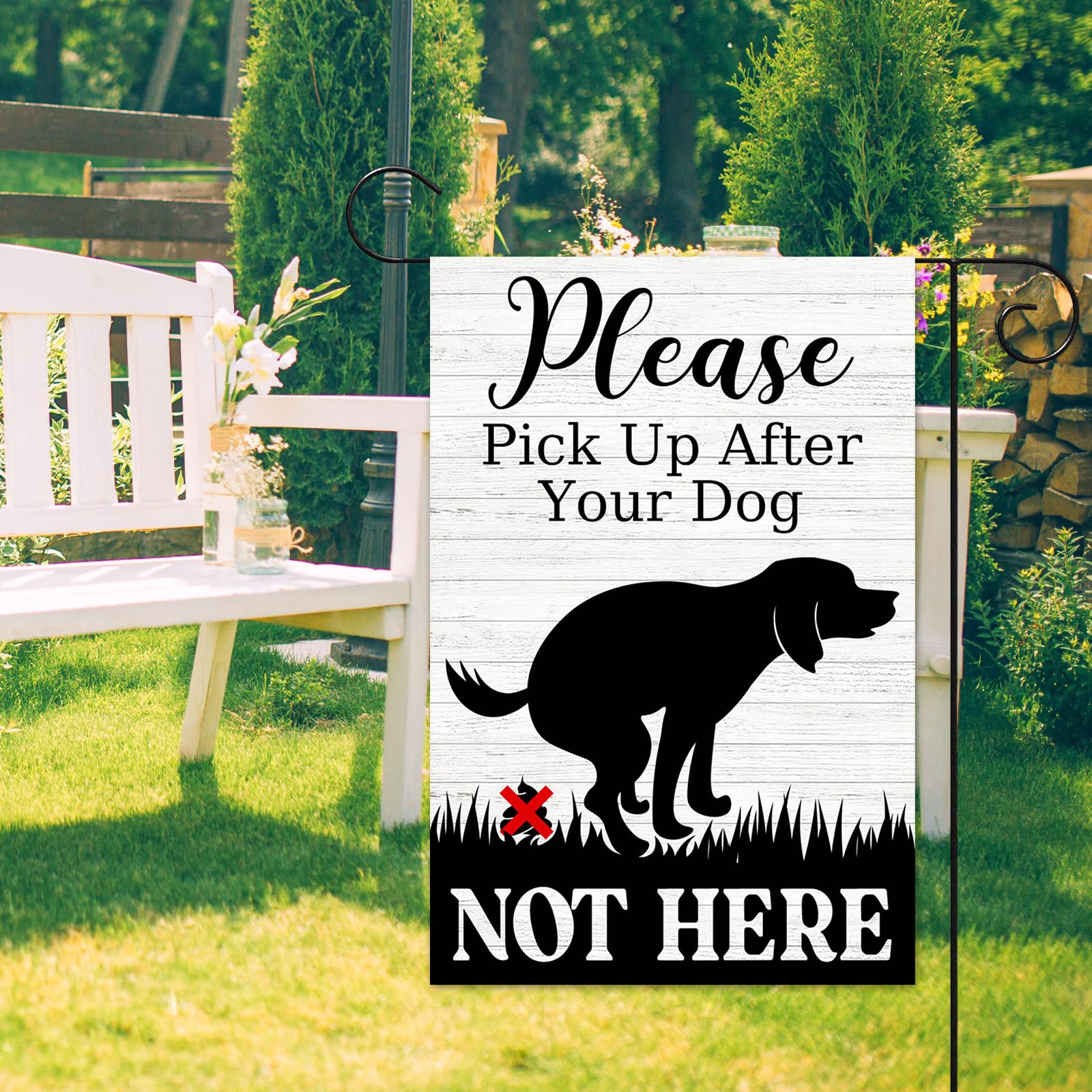 Avezano Gartenflagge „Please Pick Up After Your Dog“ – Doppelseitig, 30,5 X 45,7 Cm, Wetterfest