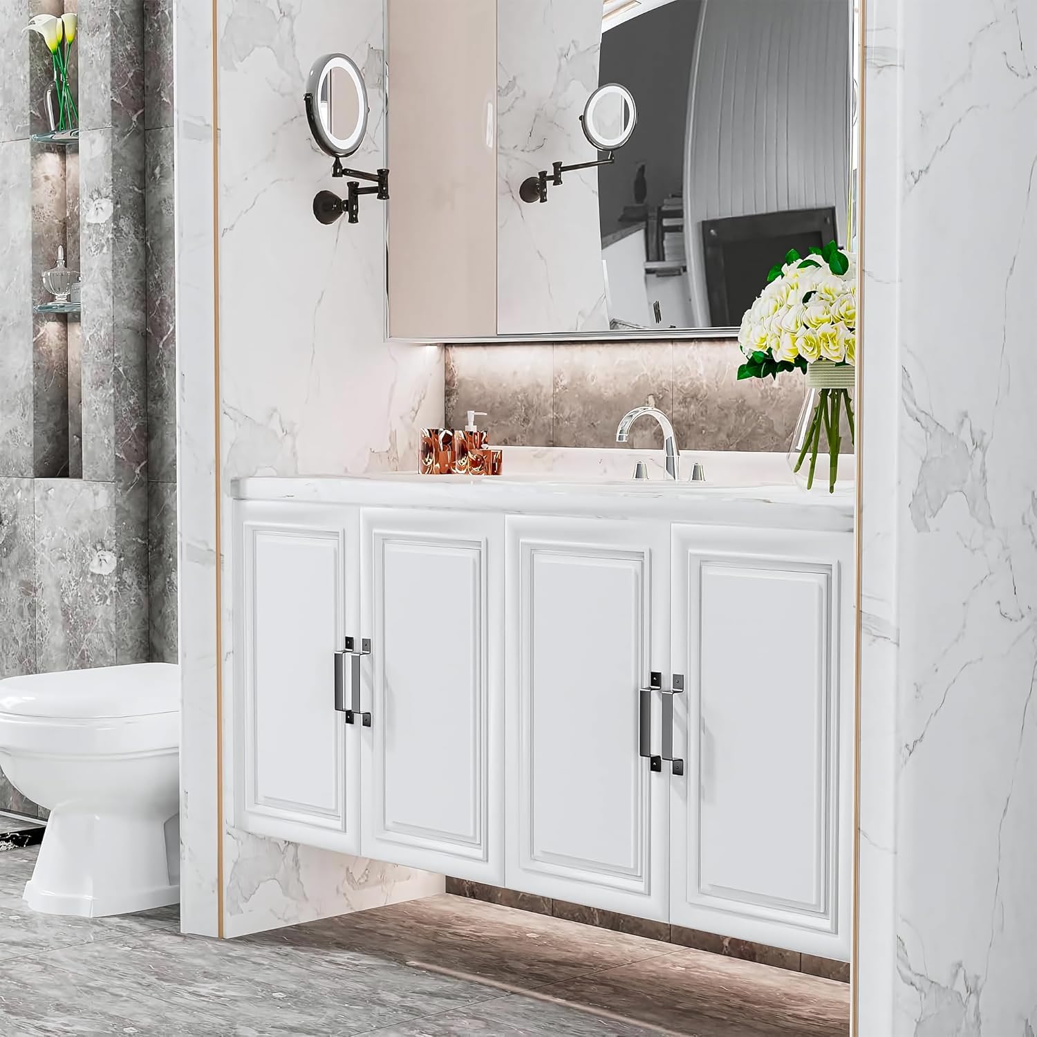 Barn Door Pull Handle Black Steel Hardware for Sliding Door Gate Cabinet Closet Drawer Garage Shed, Rustic Style (2 pcs)