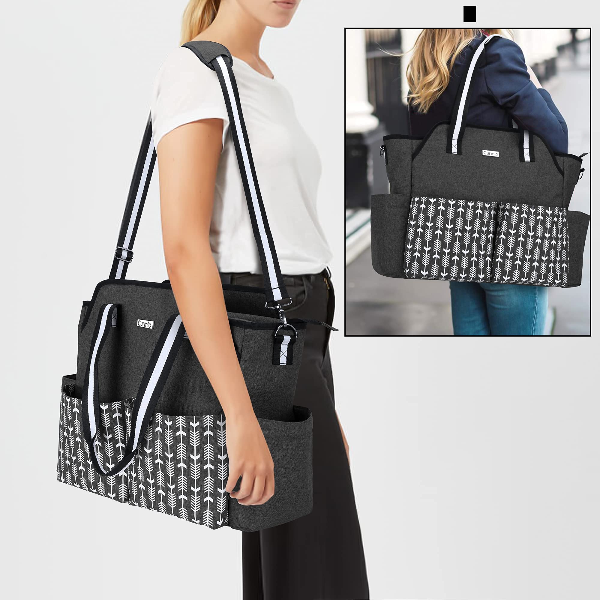 CURMIO Sac d'infirmière, sac de fournitures médicales portable avec bandoulière pour les visites à domicile, les études cliniques, les soins de santé, sac uniquement, Noir