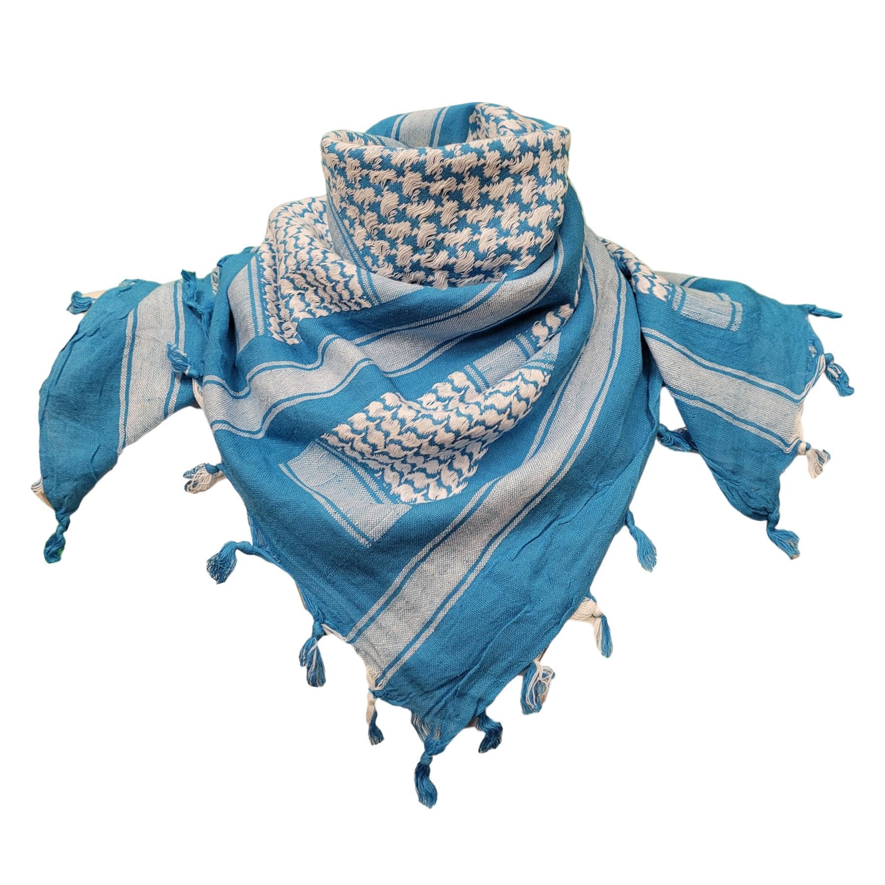 VINTIKA Army Scarf Military Tactical Shemagh Scarves – 100% Cotton Desert Keffiyeh Wrap - Turquoise