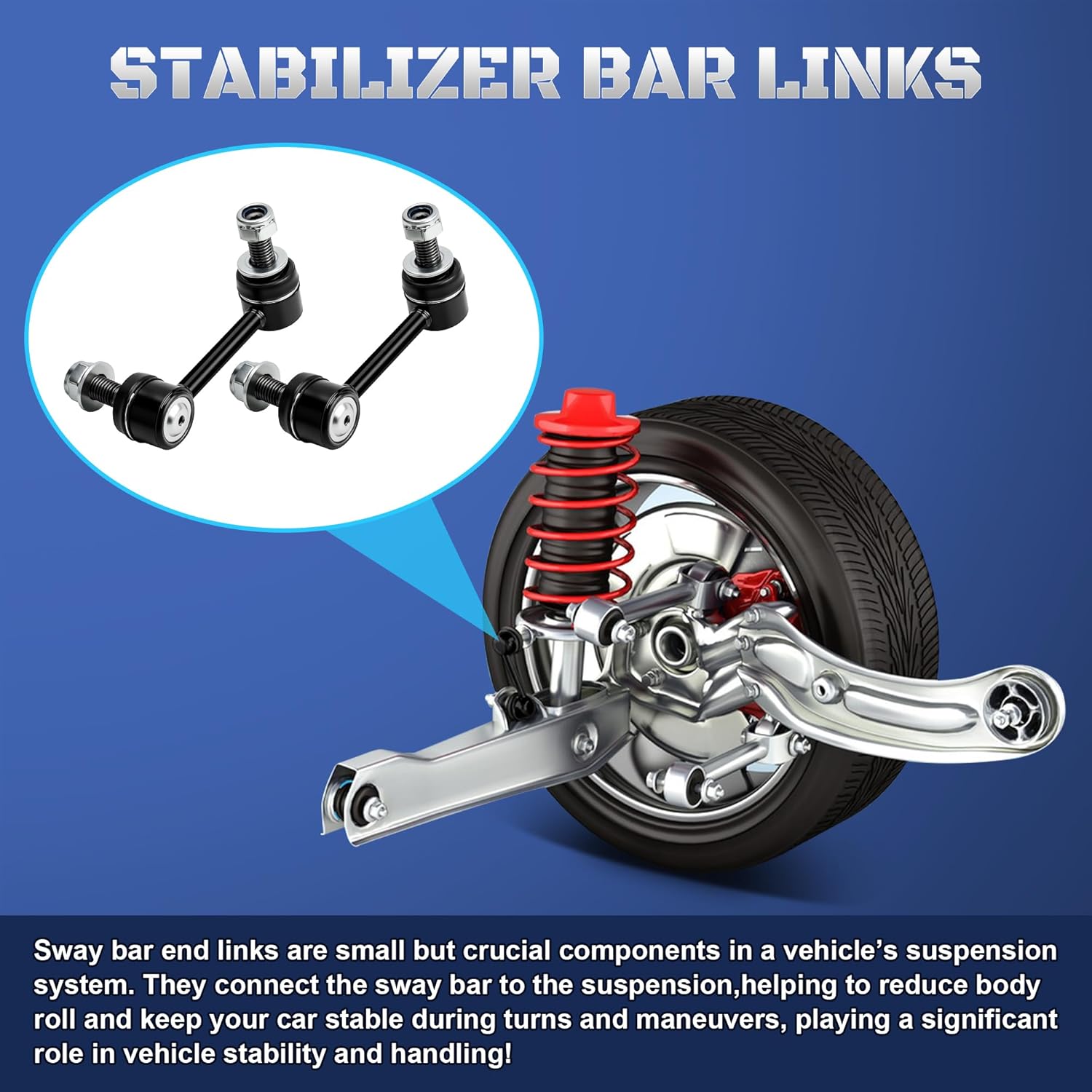 Front Stabilizer Sway Bar End Links Compatible with 2004 2005 2006 2007 Chevy Trailblazer EXT SSR GMC Envoy XL XUV Buick Rainier Isuzu Ascender Saab 9-7x Replaces K80824 K80825, Set of 2