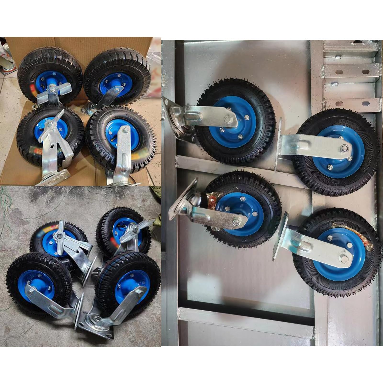 Ruote girevoli ruote per carichi pesanti Rotella for carichi pesanti, Rotella girevole pneumatica, 2 pezzi, Rotelle fisse, 150mm 200mm 250mm, Con freno, Ruote del carrello in gomma, Rotelle silenziose