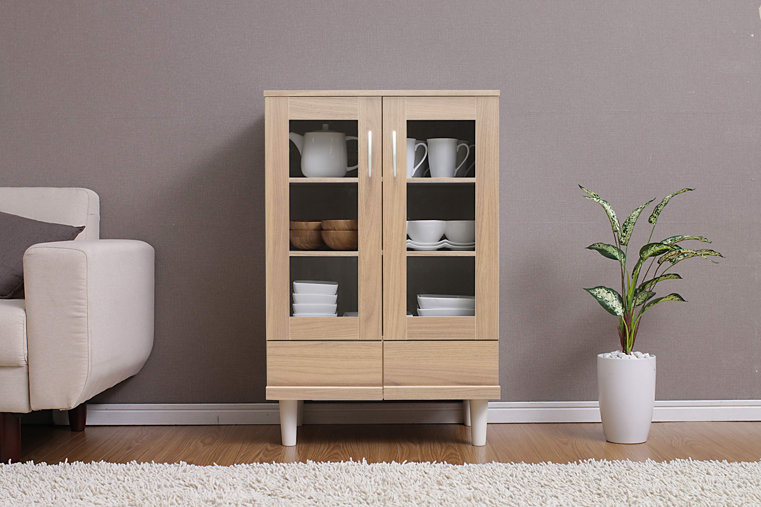 Boris eikenhouten dressoir met glazen deuren naturel