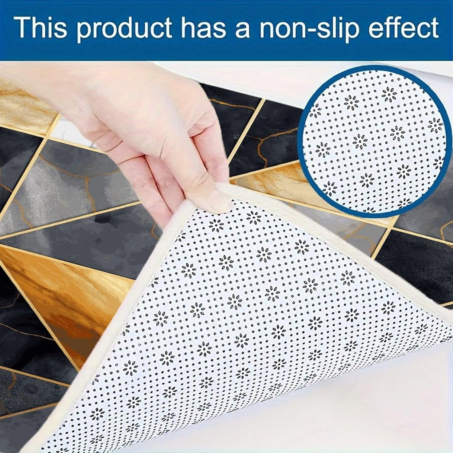 Geometric Marble1 Kitchen Mats with 2PCS Non-Slip Washable,Kitchen Rug Heavy Duty Durable, Floor Mats for Kitchen,Office,Sink,Laundry