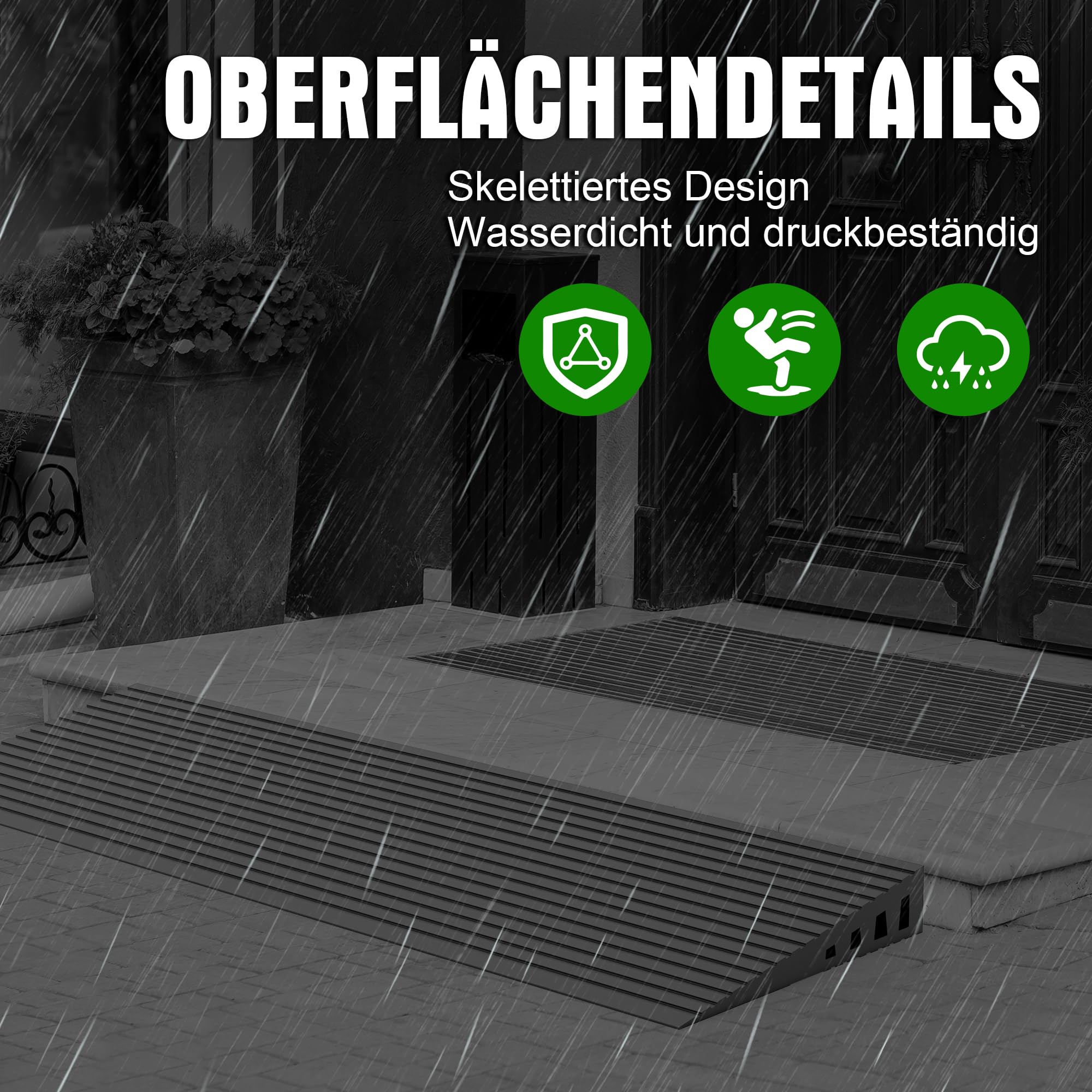 Türschwellenrampe aus Naturgummi (90x16x3cm),1000 kg Tragkraft, rutschfest,ist einstellbar und schneidbar Für Rollstuhl, Scooter, Kehrroboter, Badezimmer