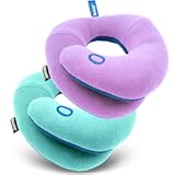 BCOZZY Kids Bundle- 2 Travel Neck Pillows for Toddlers- Super Soft Head&comma; Neck&comma; and Chin Support&comma; for Comfortable Sleep in Car Seat Booster and on The Plane- Washable&comma; Light Purple and Light Blue