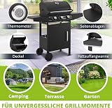 Juskys BBQ grill a gas Louisiana 3 bruciatori 8,1 kW - carrello per barbecue a gas con griglia, coperchio - Barbecue con termometro, griglia scaldavivande e ripiani laterali - 4