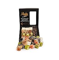 Vista 2 de Mughe Gourmet Lujosa caja de regalo elegante de caramelo turco de pistacho sultán 12.35 oz 12.35 oz-16 piezas Lokum Delights naranja, avellana