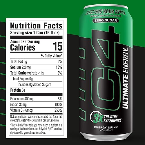Vista 16 de C4 Ultimate - Bebida energética sin azúcar, 16 onzas (paquete de 12) Fruit Punch Bebida de rendimiento preentrenamiento sin colores ni tintes