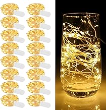 Pack of 16 LED Fairy Lights with Battery Small, 2 m 20 LEDs - Mini Micro Wire Fairy Lights, Battery Operated & Waterproof for Indoor, Outdoor, Christmas, Wedding, Party Lighting Decoration, Warm White